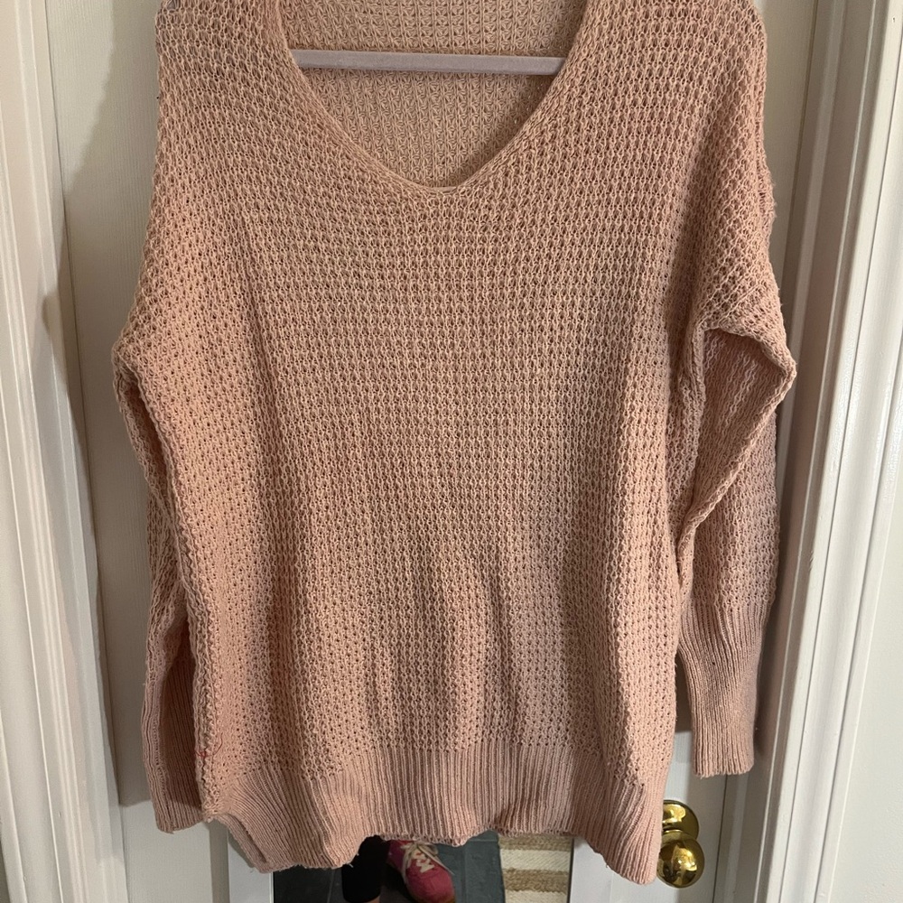 Pink V-Neck Women's Sweater